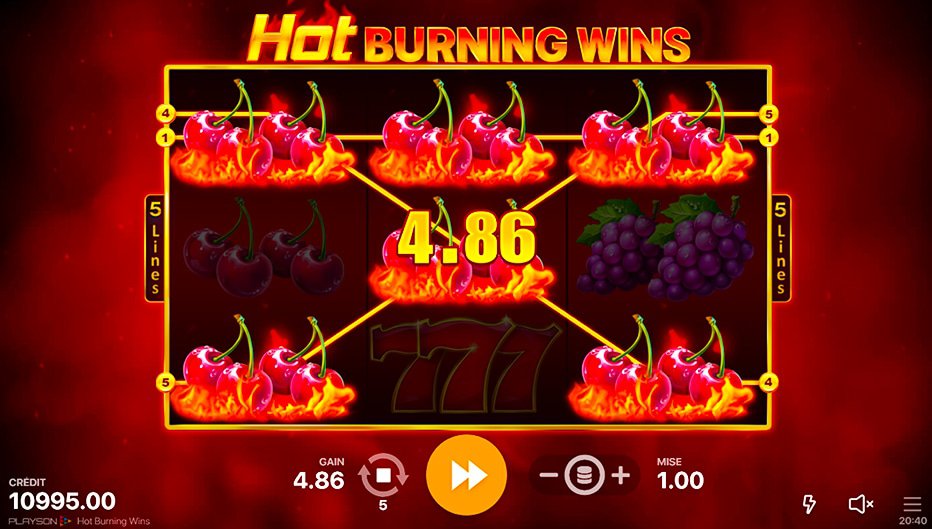 Lignes de paiement Hot Burning Wins